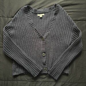 american eagle navy blue cropped button up knit cardigan